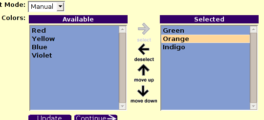 Sample palette selection.